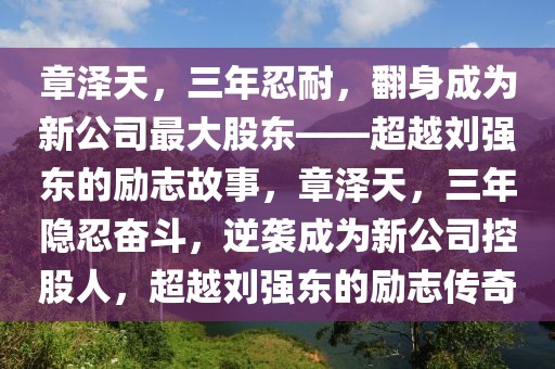 章澤天，三年忍耐，翻身成為新公司最大股東——超越劉強東的勵志故事，章澤天，三年隱忍奮斗，逆襲成為新公司控股人，超越劉強東的勵志傳奇