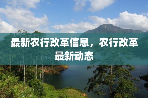 最新農(nóng)行改革信息，農(nóng)行改革最新動態(tài)