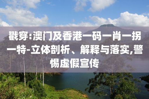 戳穿:澳門及香港一碼一肖一拐一特-立體剖析、解釋與落實,警惕虛假宣傳