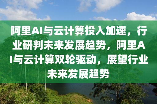 阿里AI與云計(jì)算投入加速，行業(yè)研判未來(lái)發(fā)展趨勢(shì)，阿里AI與云計(jì)算雙輪驅(qū)動(dòng)，展望行業(yè)未來(lái)發(fā)展趨勢(shì)
