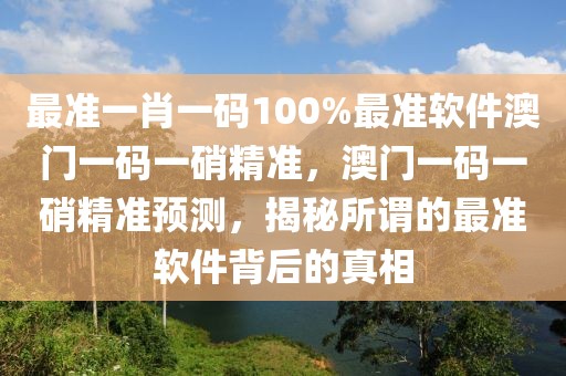 最準一肖一碼100%最準軟件澳門一碼一硝精準，澳門一碼一硝精準預(yù)測，揭秘所謂的最準軟件背后的真相