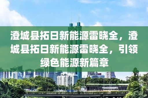 澄城縣拓日新能源雷曉全，澄城縣拓日新能源雷曉全，引領綠色能源新篇章