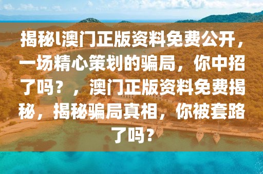 揭秘l澳門正版資料免費公開，一場精心策劃的騙局，你中招了嗎？，澳門正版資料免費揭秘，揭秘騙局真相，你被套路了嗎？