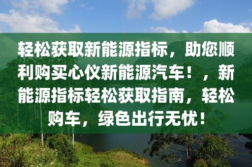 輕松獲取新能源指標(biāo)，助您順利購買心儀新能源汽車！，新能源指標(biāo)輕松獲取指南，輕松購車，綠色出行無憂！