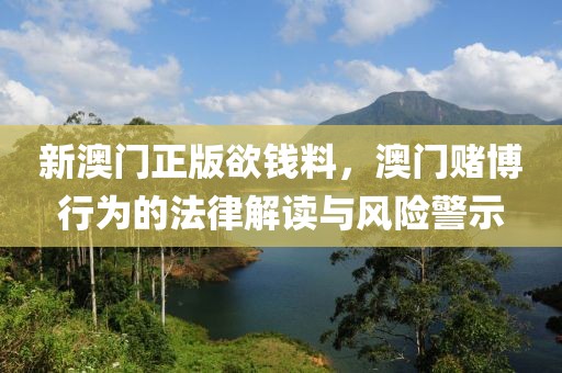 新澳門正版欲錢料，澳門賭博行為的法律解讀與風(fēng)險(xiǎn)警示