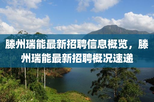 滕州瑞能最新招聘信息概覽，滕州瑞能最新招聘概況速遞