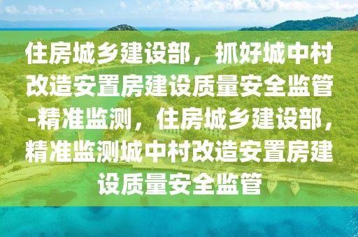住房城鄉(xiāng)建設(shè)部，抓好城中村改造安置房建設(shè)質(zhì)量安全監(jiān)管-精準(zhǔn)監(jiān)測(cè)，住房城鄉(xiāng)建設(shè)部，精準(zhǔn)監(jiān)測(cè)城中村改造安置房建設(shè)質(zhì)量安全監(jiān)管
