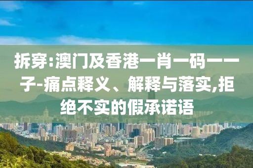 拆穿:澳門及香港一肖一碼一一子-痛點釋義、解釋與落實,拒絕不實的假承諾語