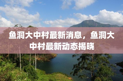 魚洞大中村最新消息，魚洞大中村最新動(dòng)態(tài)揭曉