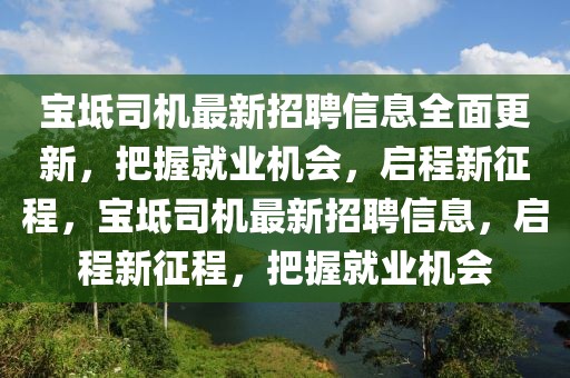 寶坻司機最新招聘信息全面更新，把握就業(yè)機會，啟程新征程，寶坻司機最新招聘信息，啟程新征程，把握就業(yè)機會