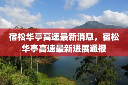 宿松華亭高速最新消息，宿松華亭高速最新進(jìn)展通報(bào)