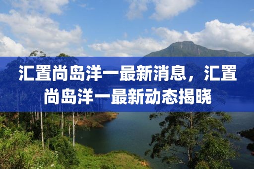 匯置尚島洋一最新消息，匯置尚島洋一最新動態(tài)揭曉