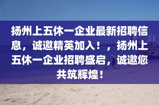 揚州上五休一企業(yè)最新招聘信息，誠邀精英加入！，揚州上五休一企業(yè)招聘盛啟，誠邀您共筑輝煌！