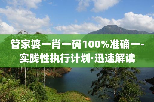 管家婆一肖一碼100%準(zhǔn)確一-實(shí)踐性執(zhí)行計(jì)劃·迅速解讀