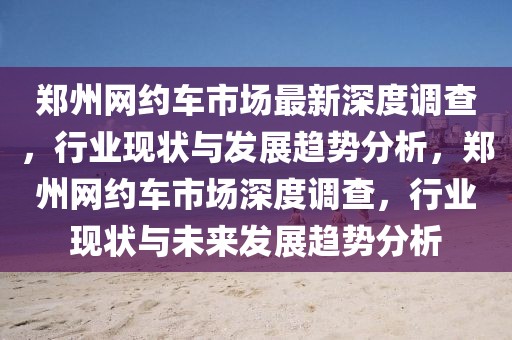 鄭州網(wǎng)約車市場最新深度調(diào)查，行業(yè)現(xiàn)狀與發(fā)展趨勢分析，鄭州網(wǎng)約車市場深度調(diào)查，行業(yè)現(xiàn)狀與未來發(fā)展趨勢分析